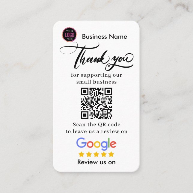 Google Reviews With Thank You And QR Code Business Card (Front)