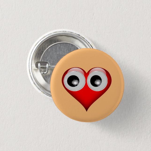 Googly Eye Heart 3 Cm Round Badge (Front & Back)