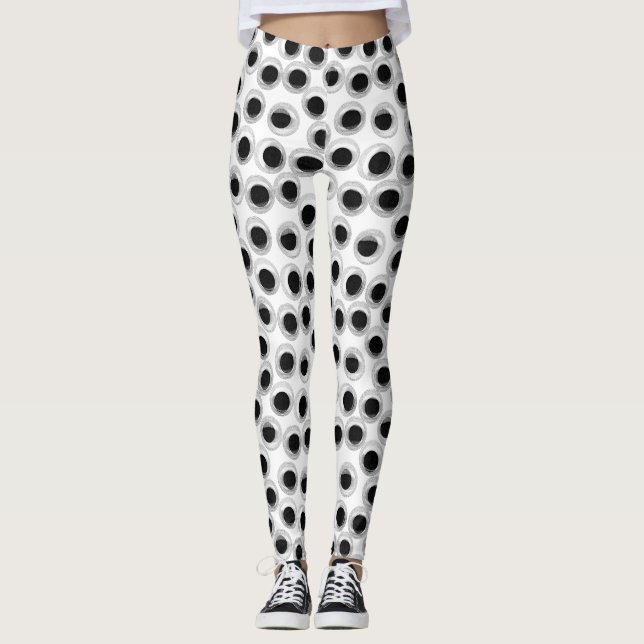 Googly eye pattern – transparent background leggings (Front)