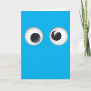 Googly Eyed Blue Happy Birthday Card