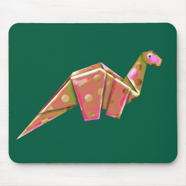 Googly-Eyed Origami Brachiosaur - Iridescent Mouse Pad (Front)