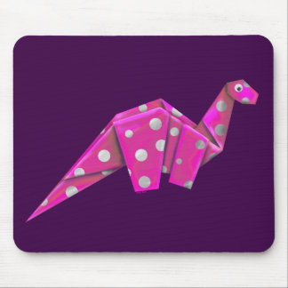 Googly-Eyed Origami Brachiosaur - Pink Mouse Pad