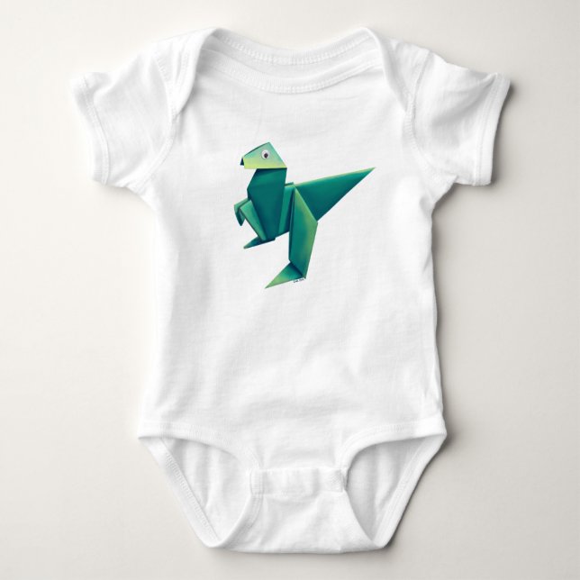 Googly-Eyed Origami Raptor Baby Bodysuit (Front)