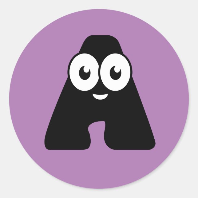 Googly Letter A Classic Round Sticker (Front)