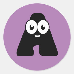 Googly Letter A Classic Round Sticker