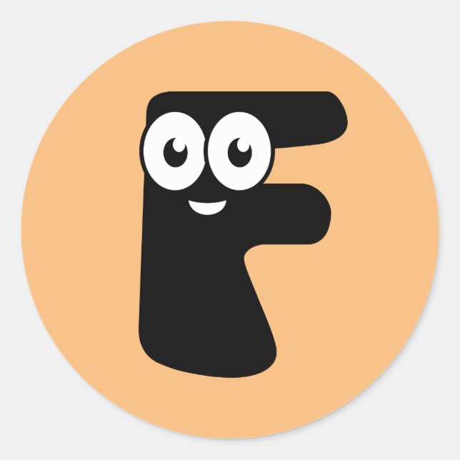 Googly Letter F Classic Round Sticker (Front)