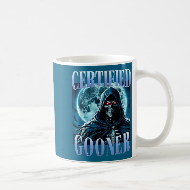 Goon Funny Gooning Meme Skeleton Certified Gooner  Coffee Mug (Right)
