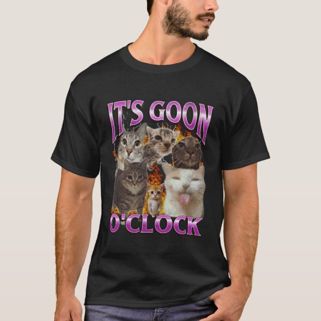 Gooning O'clock Funny Cat Meme Bootleg Graphic T-Shirt (Front)