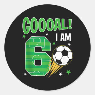Goooal I Am 6 Year Old Birthday Boy Soccer Themed  Classic Round Sticker