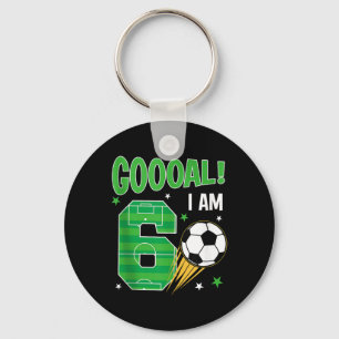Goooal I Am 6 Year Old Birthday Boy Soccer Themed  Key Ring