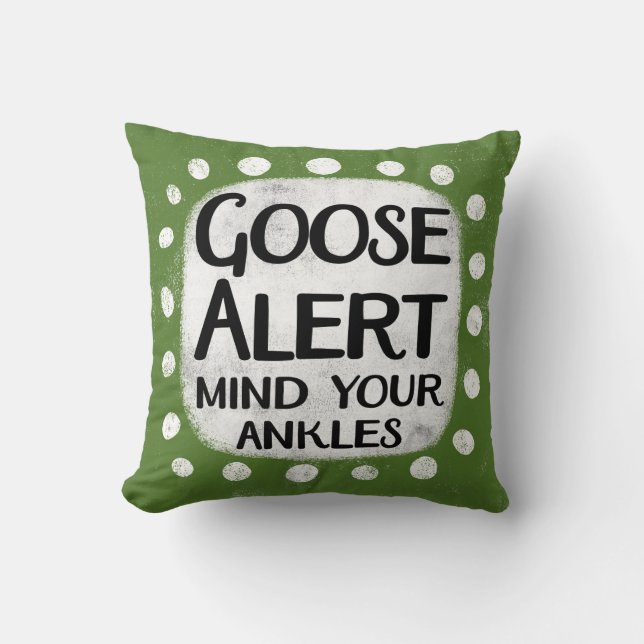 Goose Alert Throw Pillow (Front)