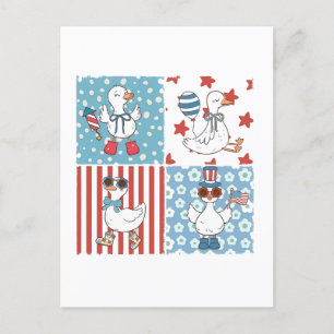 Goose American Usa Flag Memorial Day 4th Of July Announcement Postcard