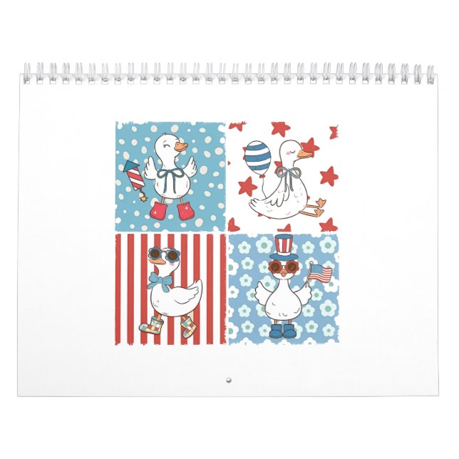  Goose American Usa Flag Memorial Day 4th Of July  Calendar (Cover)