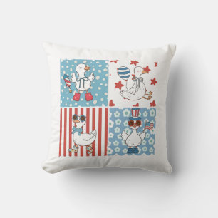 Goose American Usa Flag Memorial Day 4th Of July Cushion