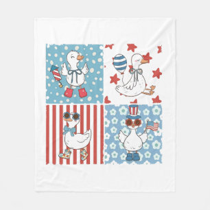 Goose American Usa Flag Memorial Day 4th Of July Fleece Blanket