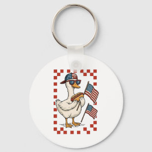 Goose American USA Flag Memorial Day 4th of July Key Ring