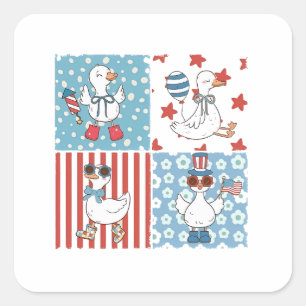  Goose American Usa Flag Memorial Day 4th Of July  Square Sticker
