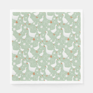 Goose and bow green napkin
