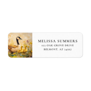 Goose and Goslings Watercolor Farm Art Return Address Label