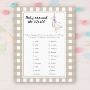 Goose baby shower - baby around the world game