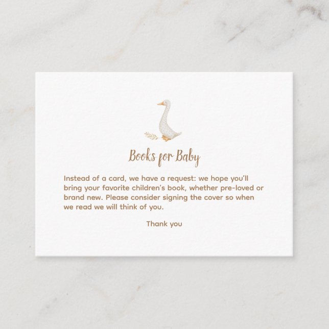 Goose Baby Shower Enclosure Card (Front)
