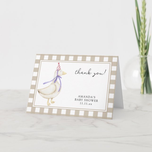 Goose Baby Shower Folded Thank You Card (Front)