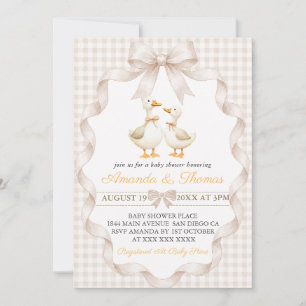 Goose Baby Shower Gingham Invitation