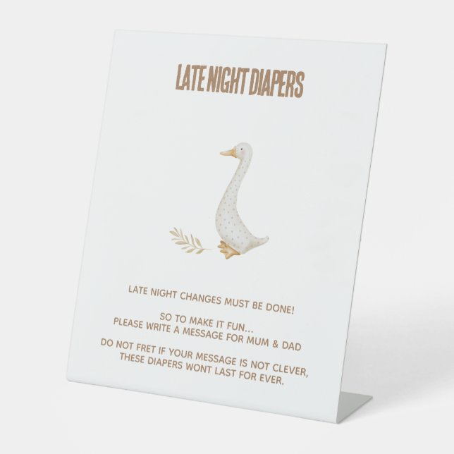 Goose Baby Shower Late Night Changes Sign (Front)