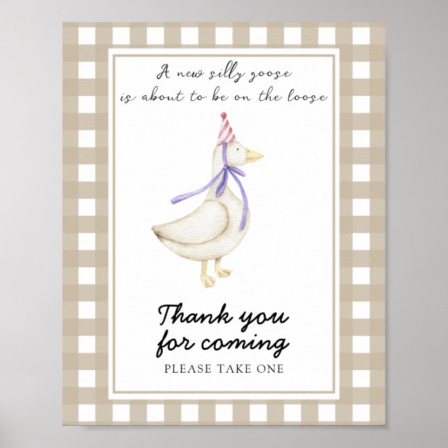 Goose baby shower - Thank you for coming Poster (Front)