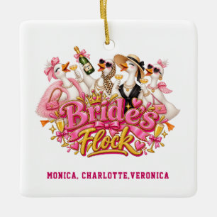 Goose Bachelorette Party Bride's Flock fun Ceramic Ornament