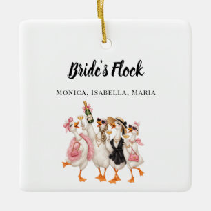 Goose Bachelorette Party Bride's Flock fun Ceramic Ornament