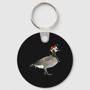 Goose Bird Lover Xmas Santa Hat Goose Christmas Key Ring