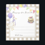 Goose birthday time capsule message notepad<br><div class="desc">SILLY GOOSE. Watercolor kids birthday party. Watercolor cute goose in birthday hat,  cake with berries,  purple balloon,  festive garland of flags. Beige-brown cage background.</div>