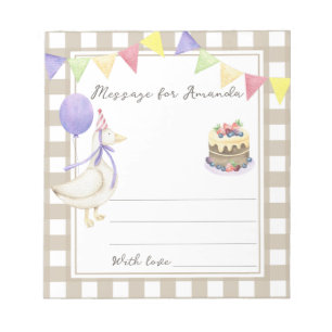Goose birthday time capsule message notepad
