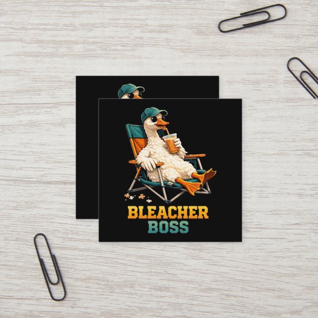Goose Bleacher Boss Square Business Card (Front/Back In Situ)