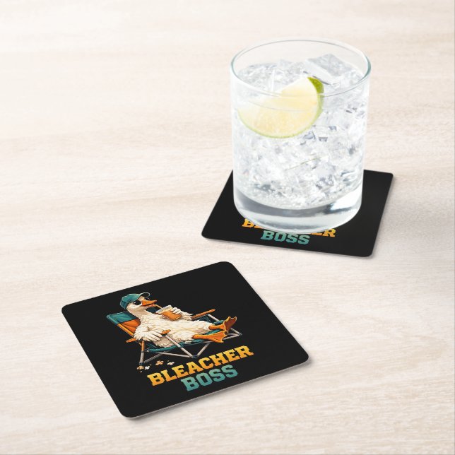 Goose Bleacher Boss Square Paper Coaster (Insitu)