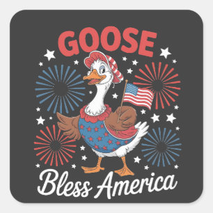 Goose Bless America Goose Bird 4th Of July Square Sticker