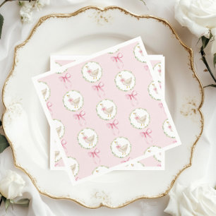 Goose Blush pink Bow Pastel Girl Birthday Napkin