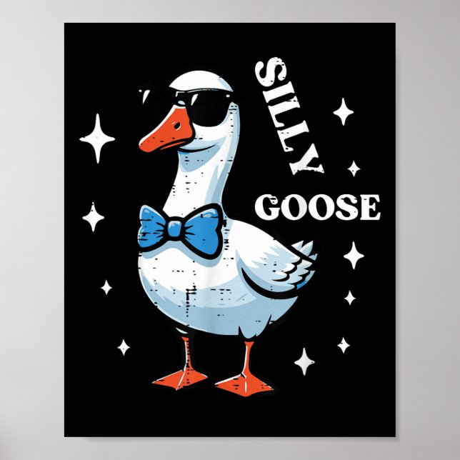 Goose Bow Tie Sungles Cool Silly Animal Men Boys K Poster (Front)