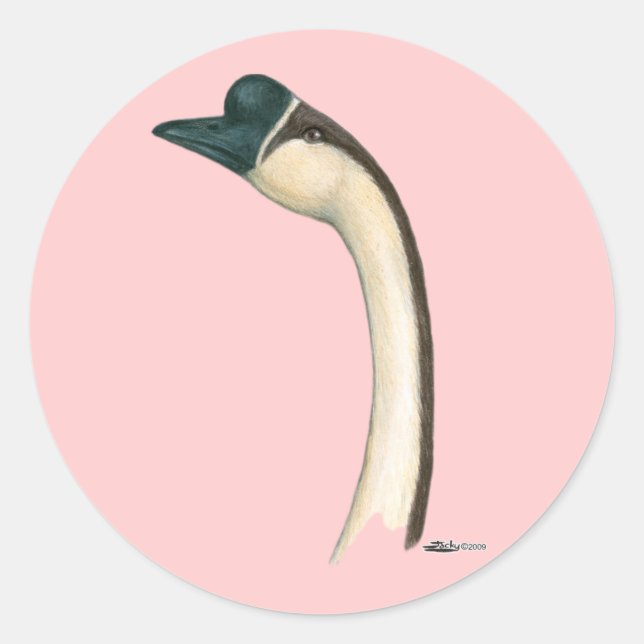 Goose:  Brown Chinese Head Classic Round Sticker (Front)