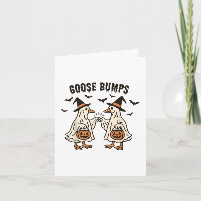 Goose Bumps Halloween Goose Ghost Pumpkin Goose Fi Card (Front)