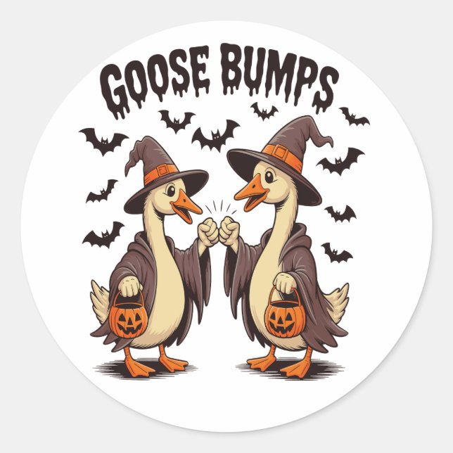 Goose Bumps Halloween Witch Fall Classic Round Sticker (Front)