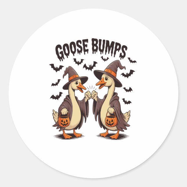 Goose Bumps Halloween Witch Fall Classic Round Sticker (Front)