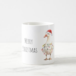Goose Christmas Lights Santa Hat Coffee Mug