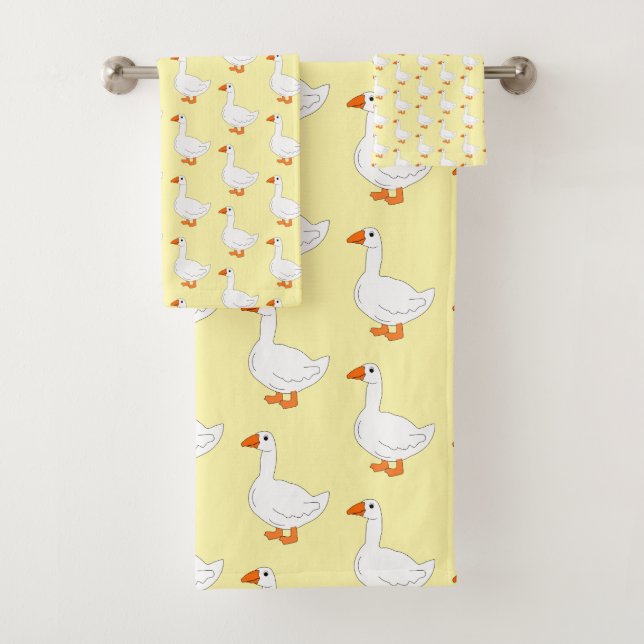Goose Design Any Colour Background Bath Towel Set (Insitu)