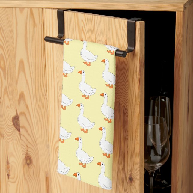Goose Design Any Colour Background Tea Towel (Thirds Fold)