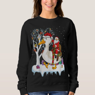 Goose Duck Bird Lover Xmas Gift Santa Riding Goose Sweatshirt