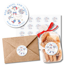 Goose Fourth of July Custom Text Round Sticker