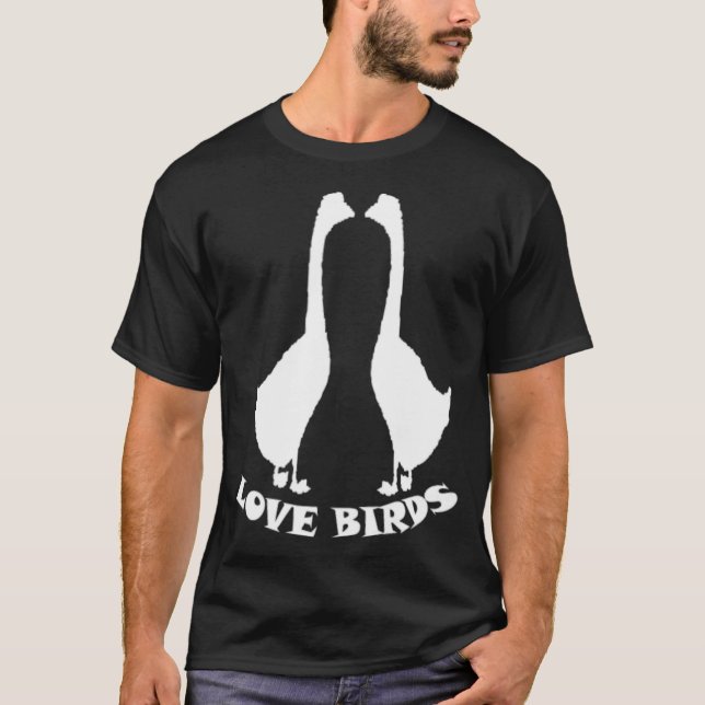 Goose geese theme ducks birds bird love dogs black T-Shirt (Front)