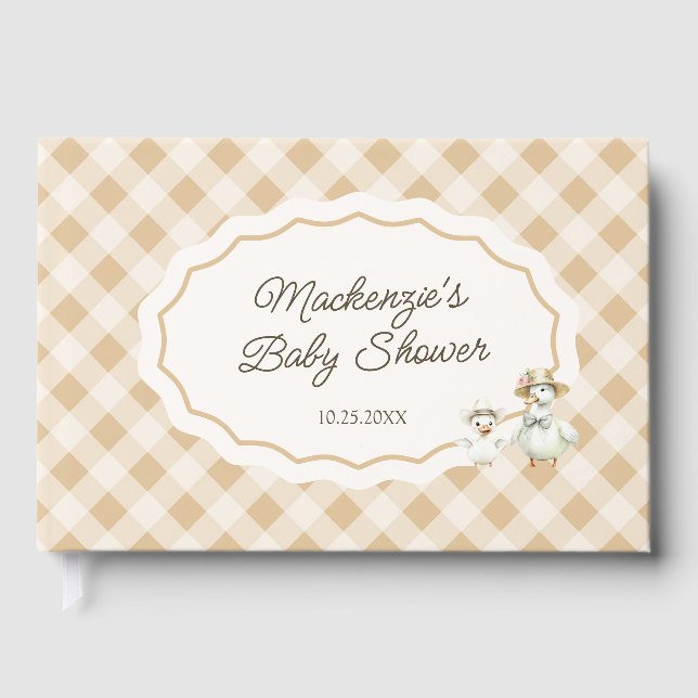 Goose & Gingham Baby Shower Guest Book (Front)